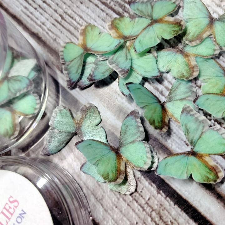 Homespun Parties - Wholesale Cake Decorating Kit - Mini Green Butterflies Wafer Paper Edible Cake Decorations1