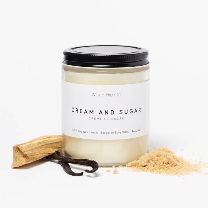 Cream and Sugar Soy Candle - 8oz for wholesale by Wax and Fire Co.