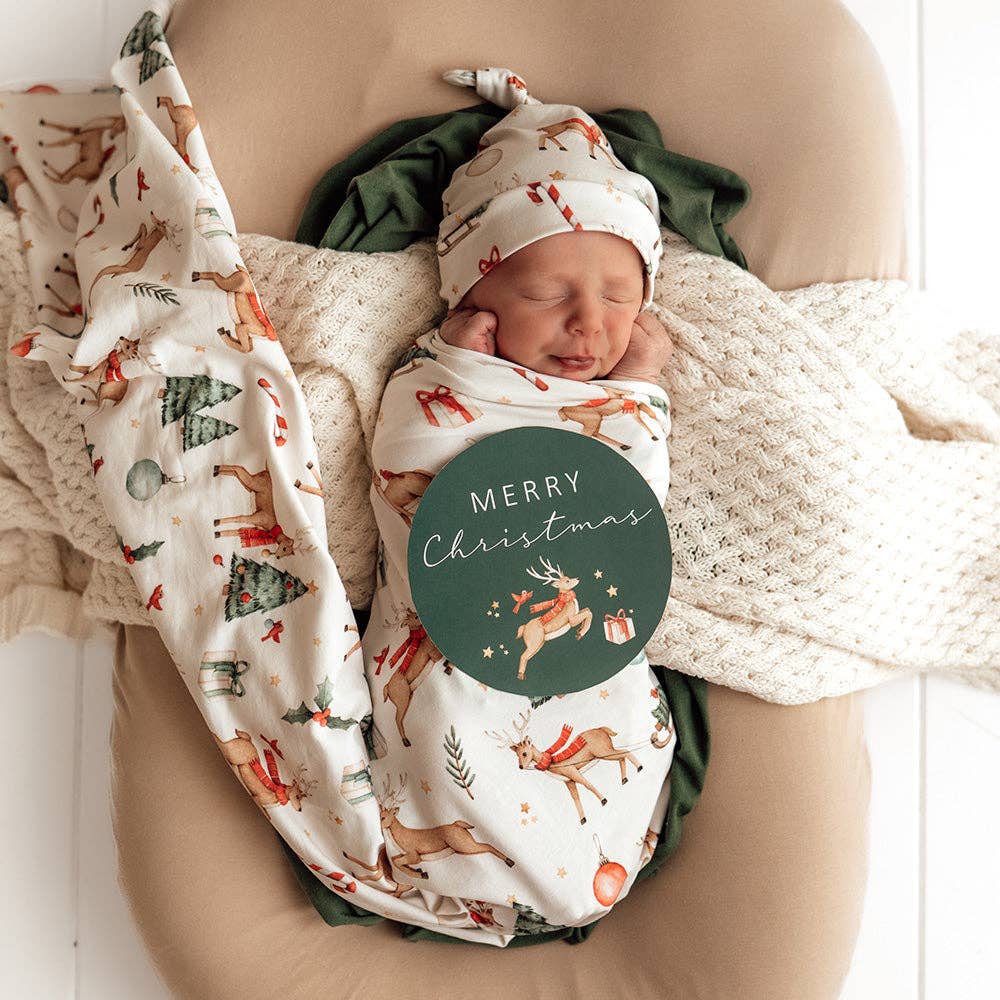 Snuggle Hunny – wholesale Milestone art/keepsake – Child & baby – Prancer & Friends Reversible Single Milestone Card1