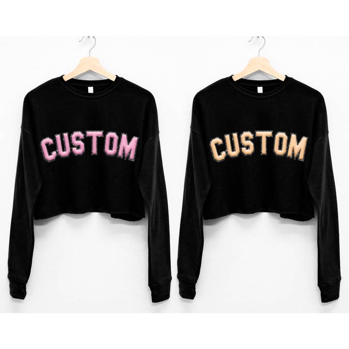 Nobullwoman Apparel - Wholesale Graphic Sweatshirt - Women's - CUSTOM Embossed BLOCK Puff Print & GLITTER Crop Sweatshirt2