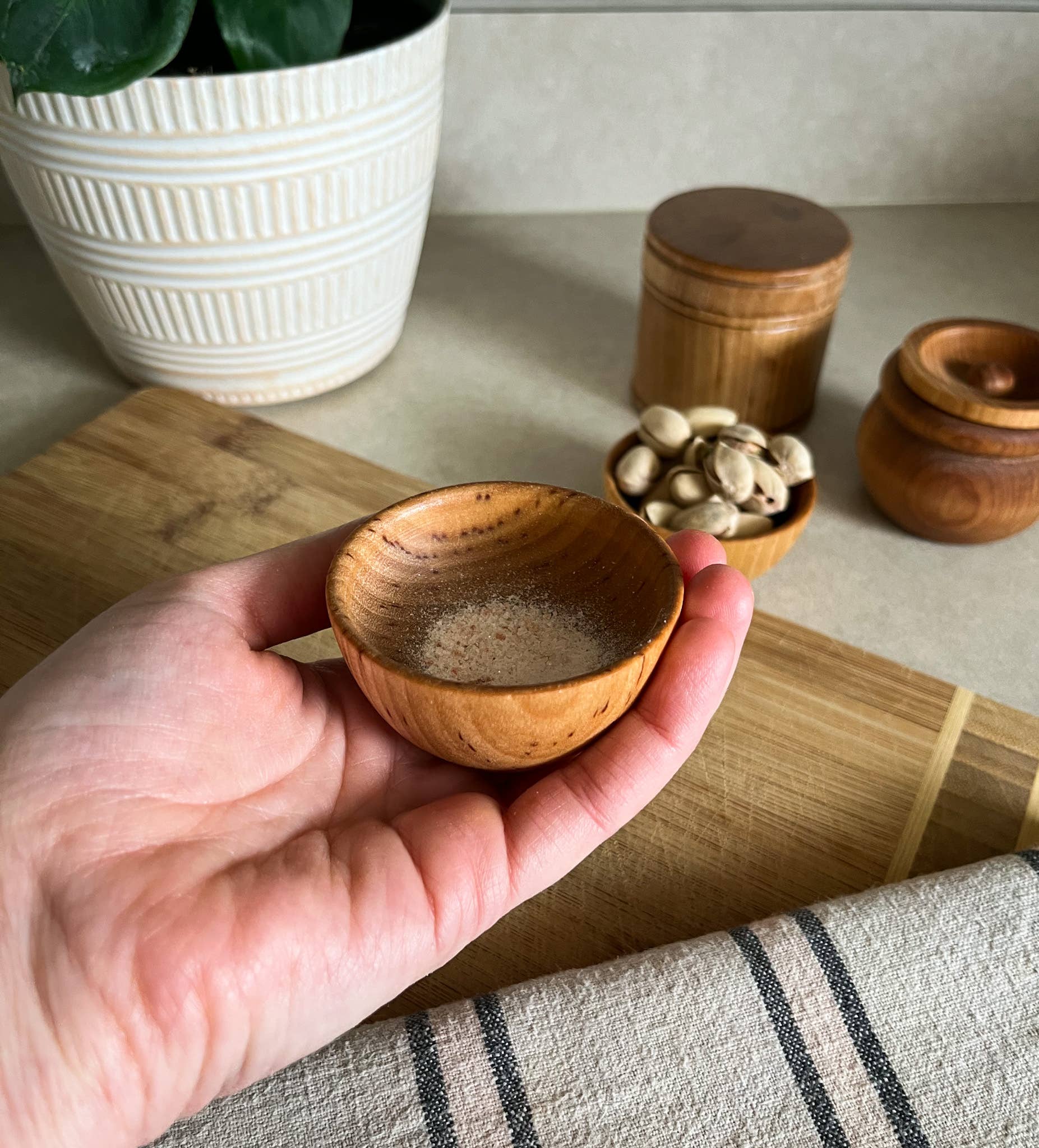 mallyshop - Wholesale Condiment/Dip Bowl - Wood Pinch Bowl/Wood Dipping Bowl/Ring Bowl/Small Wood Bowl1