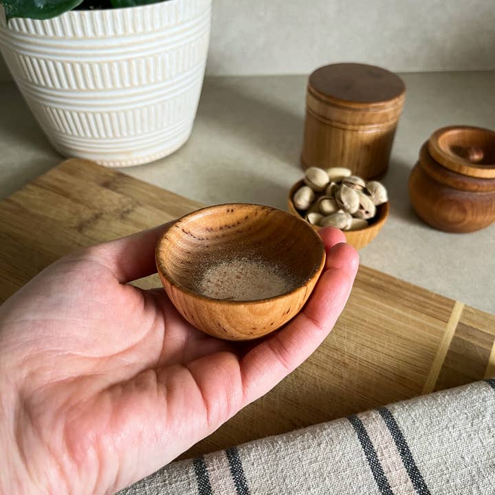 mallyshop - Wholesale Condiment/Dip Bowl - Wood Pinch Bowl/Wood Dipping Bowl/Ring Bowl/Small Wood Bowl1