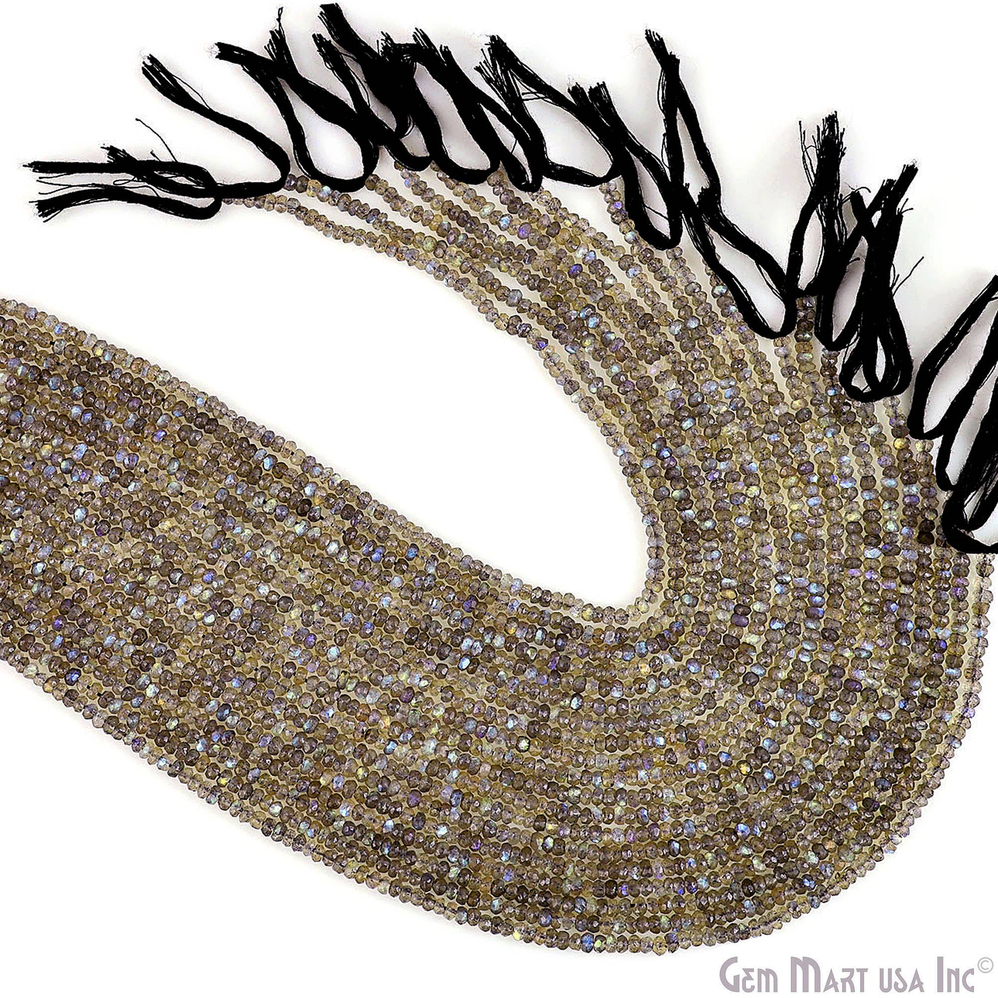 GemMartUSA - Vendita all'ingrosso Perline - Perline Rondelle in Labradorite, filo di pietre preziose da 31,75 cm, 3-4 mm1