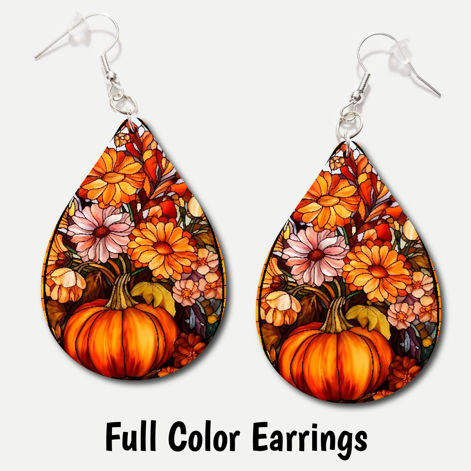 Smashing Ink Vinyl - Wholesale Dangle Earrings - Floral Pumpkin - Acrylic Earrings0