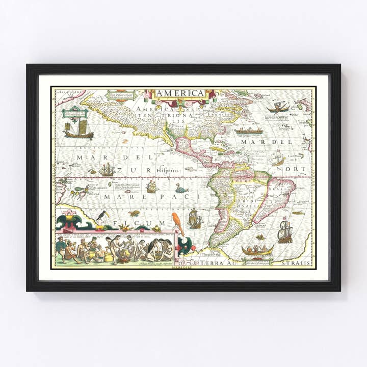 Vintage Map of United States 1606 for wholesale by Ted's Vintage Art