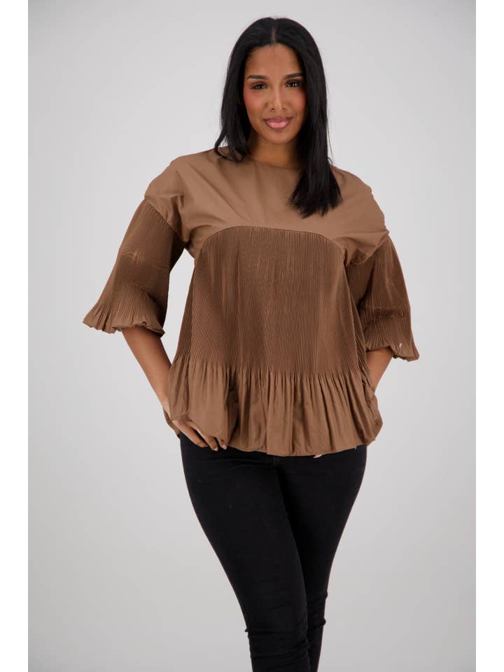 Advance Apparels - Wholesale Blouse - Women's - Back-Zip Accordion Top SW-59723
