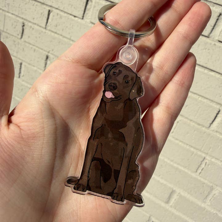 Chocolate Lab Dog Keychain | Cute Acrylic Pet Keychain | Brown Chocolate Lab Dog | Dog Owner Gift for wholesale by Pyramid Printing & Promotional