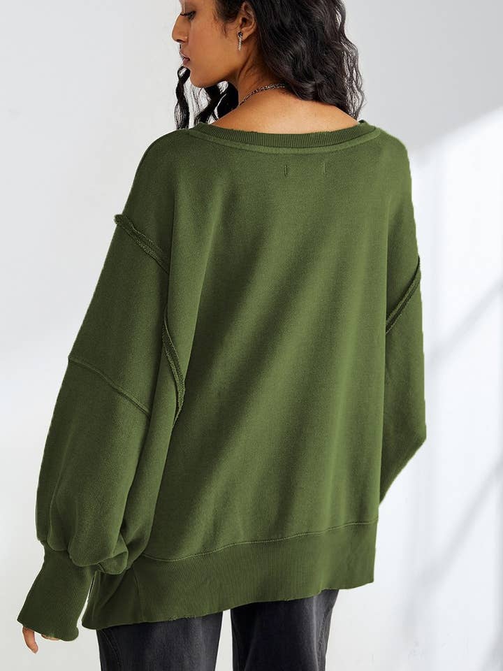 Lily Clothing - Vente Sweat-shirt – femme - Tendance de mode : sweat à capuche fendu, ample et uni.15