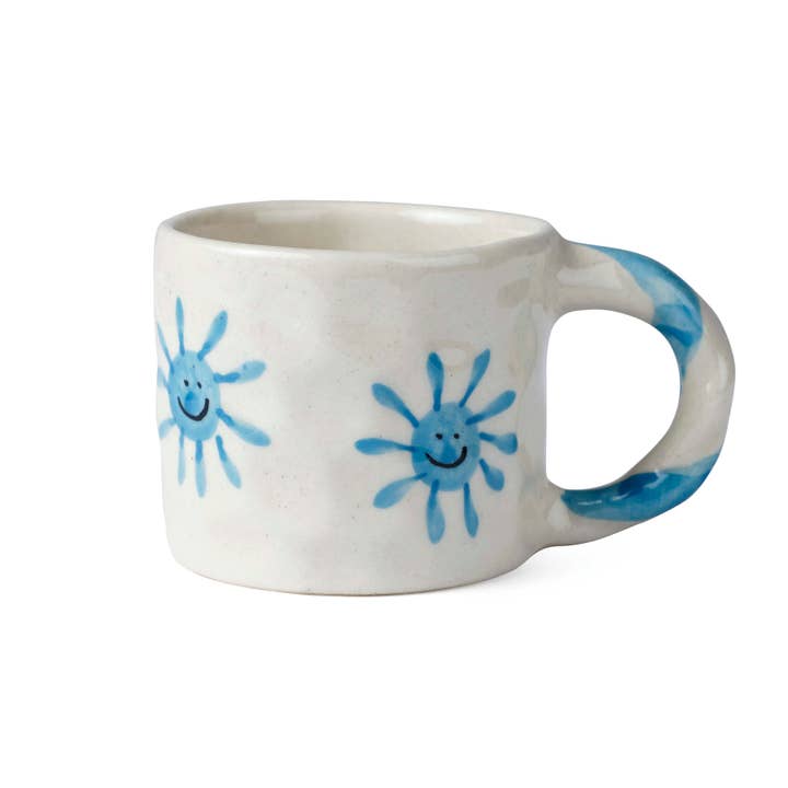 Handcrafted Sun Ceramic Mug - Blue, 2.5 x 3 Inches and other Purchase Wholesale smiley face mugs. Free Returns & Net 60 Terms on Faire trending on Faire.