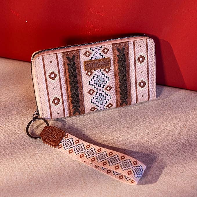 South End Clothing and Apparel L.L.C - Wholesale Wallet - Women's - Wrangler Southwestern Art Print Wallet Pink0