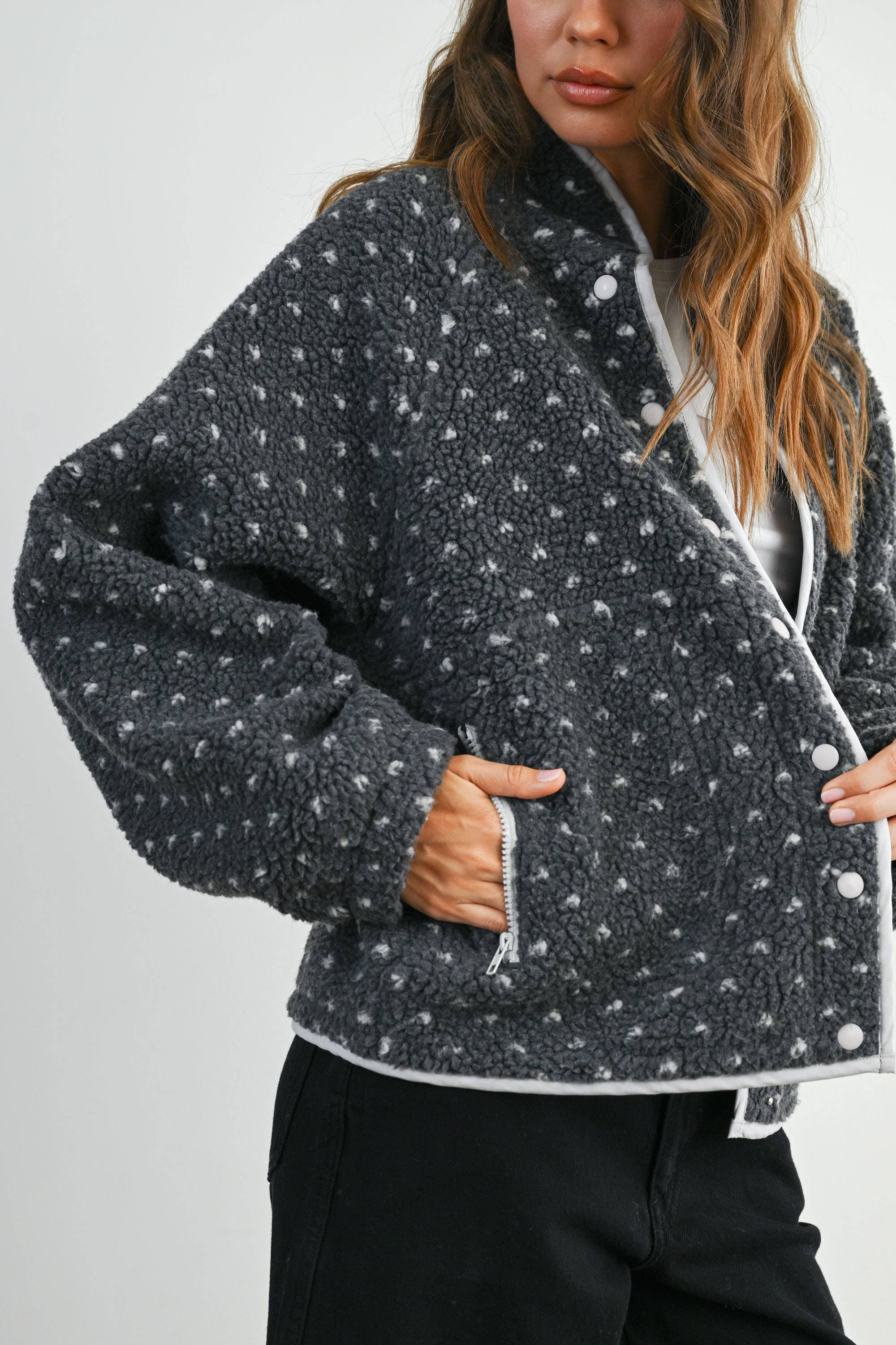 BUTTERMELON - Wholesale Jacket - Women's - High Pile Fleece Puffer Jacket - BMJ783136