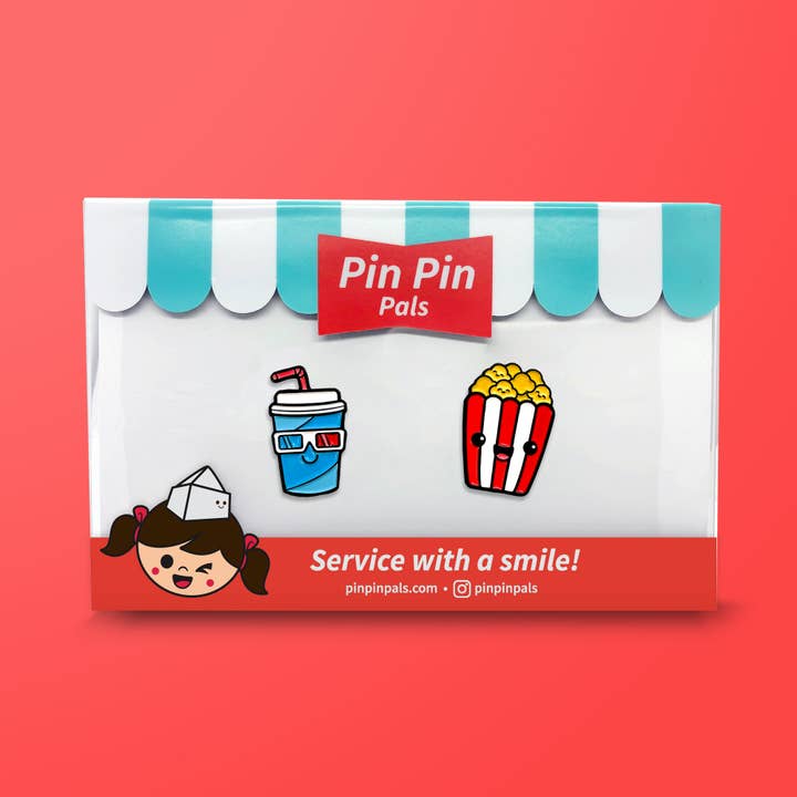 Pals & Co. - Wholesale Lapel pin/button - Popcorn & Soda Enamel Pin Set1