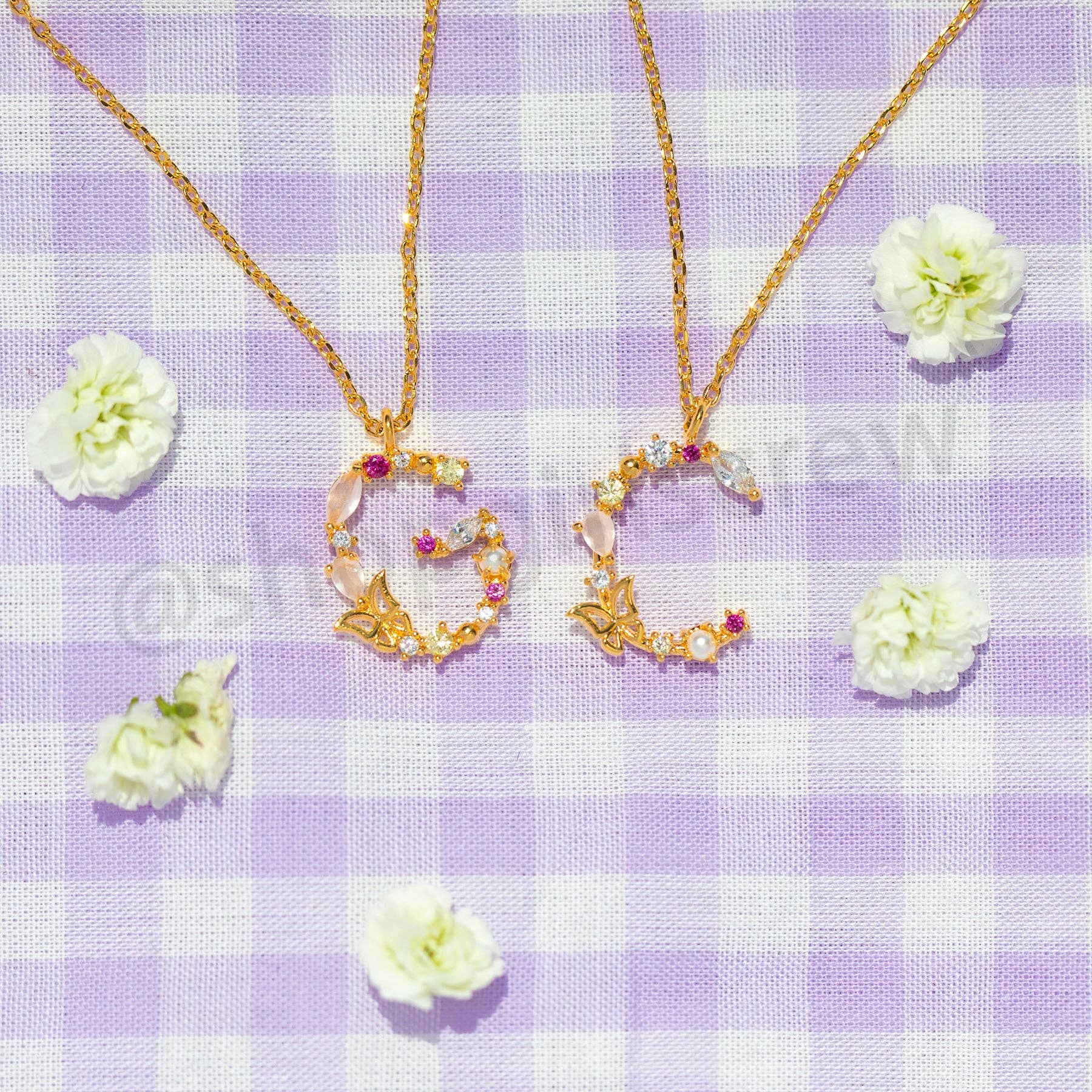 Girls Crew – wholesale Pendant/charm necklace – Flutterfly Stone Initial Necklace55