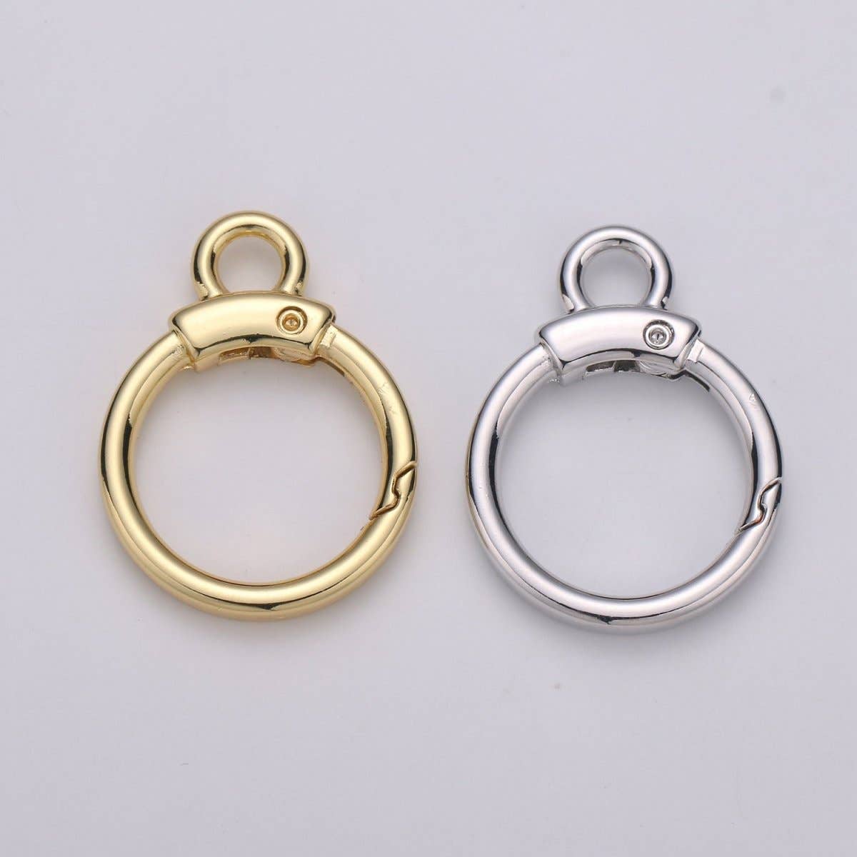 Aim Eternal – wholesale Clasp – Circle Push Gate Ring with Rings, Snap Clip Spring Ring, Charm Holder Clasp For Connector Wristlet Holder  L-020 L-0212