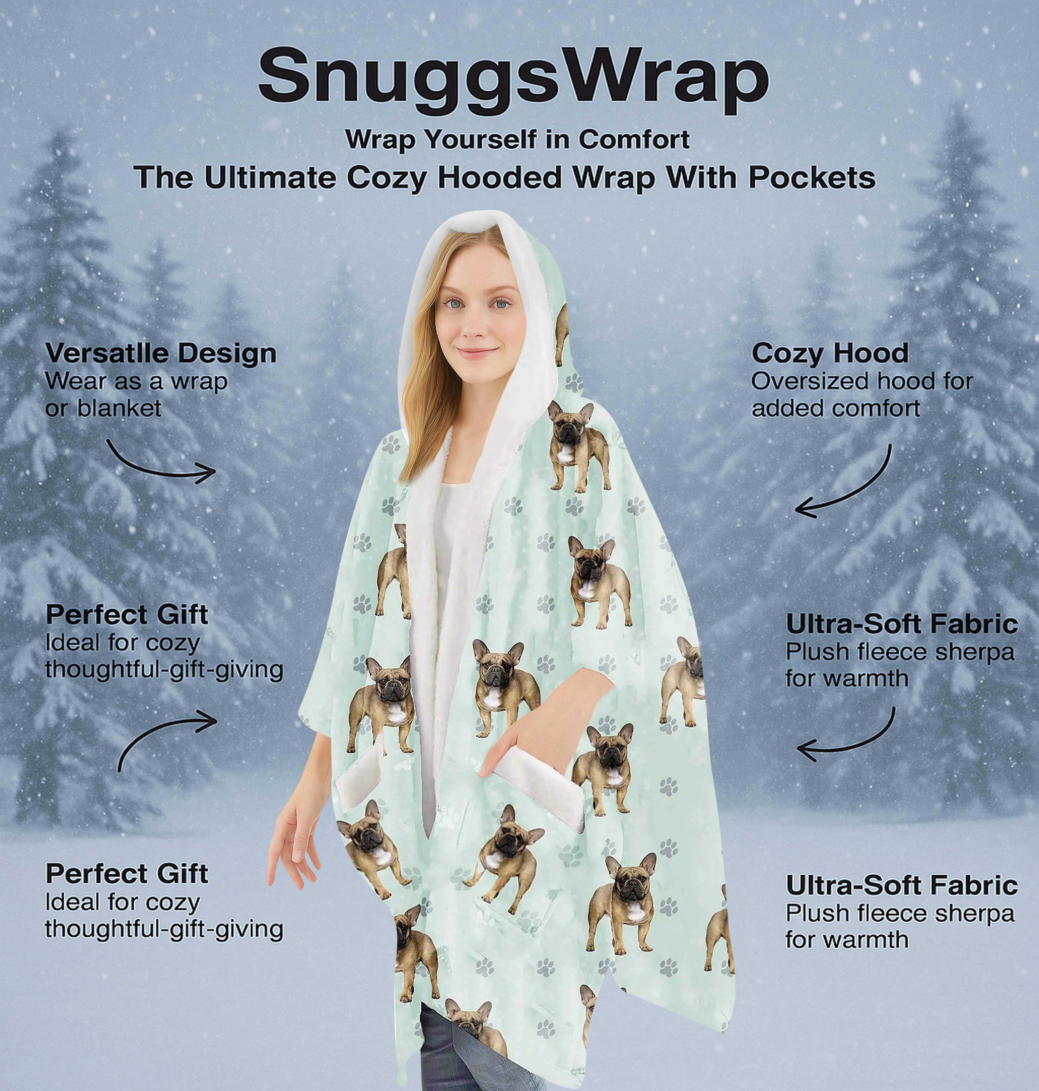 E&S Pets - Venta al por mayor Sudadera con capucha - Unisex - Envolturas con capucha para Bulldog Francés – Envoltura de forro polar Sherpa ultra suave para amantes de las mascotas3