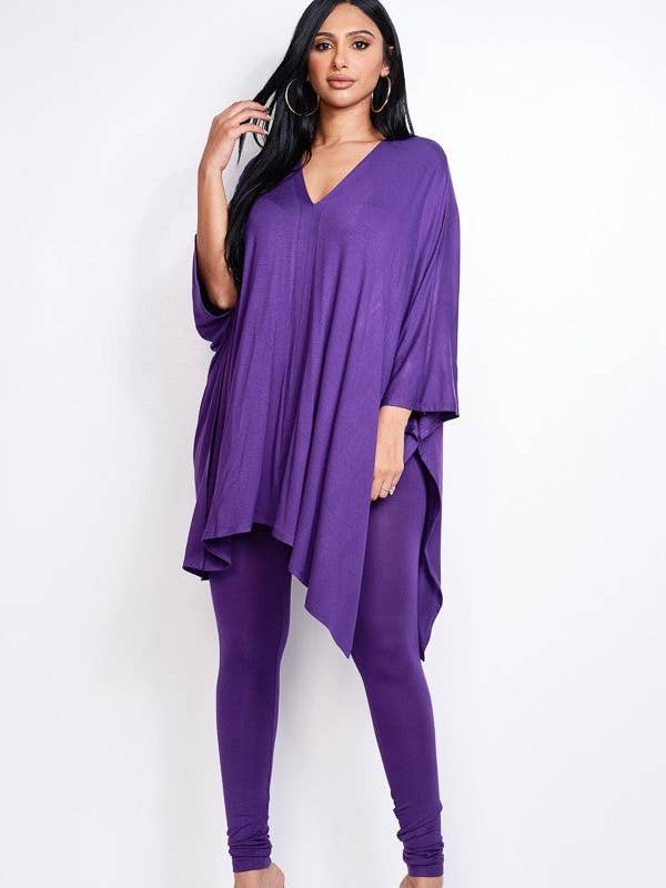 CC Wholesale Clothing – wholesale Top & pants set (NOT Loungewear) – Women's – Solid Heavy Rayon Spandex Cape Top And And Leggings0