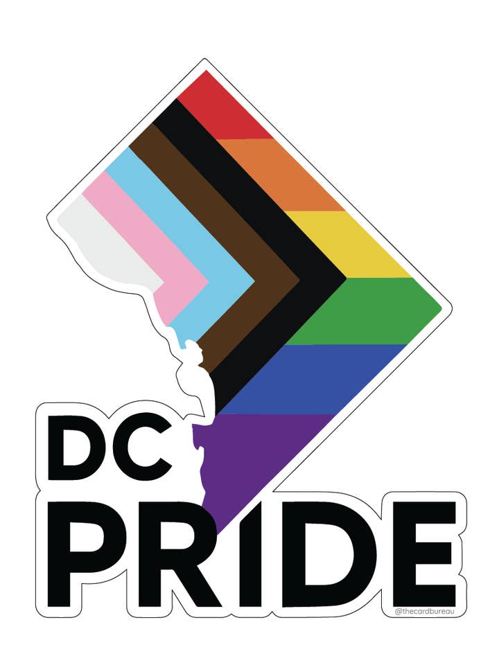 Washington DC Progress Pride Sticker – LGBTQ+ Inclusive for wholesale by The Card Bureau