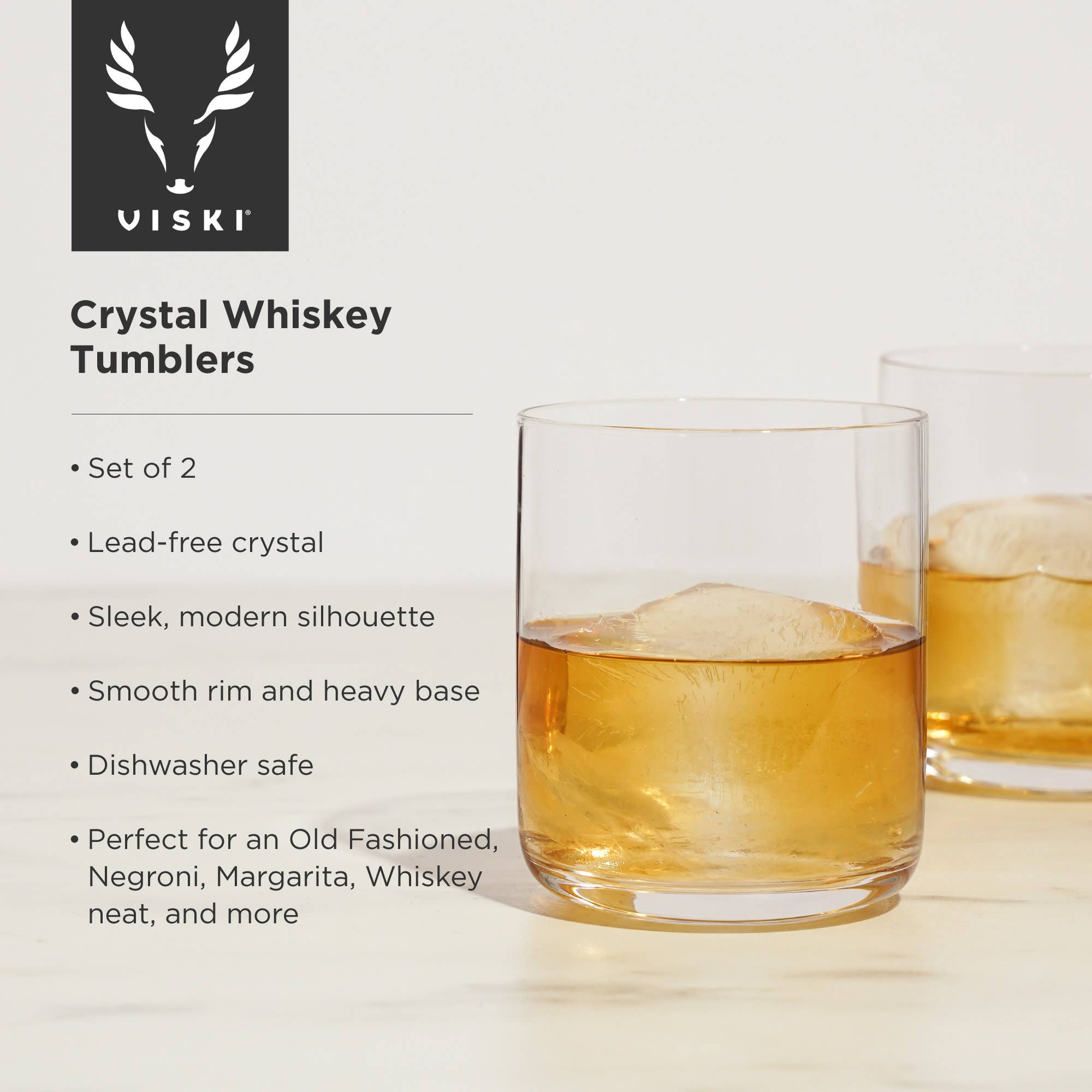 Viski - Vente Verres à cocktail/alcool - Ensemble de 2 verres à whisky bas en cristal Raye™5