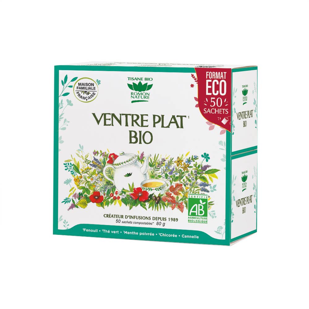 PROVENCE D'ANTAN - Vente Thés santé/détox - Tisane Ventre Plat BIO* Format ECO 50 Sachets1