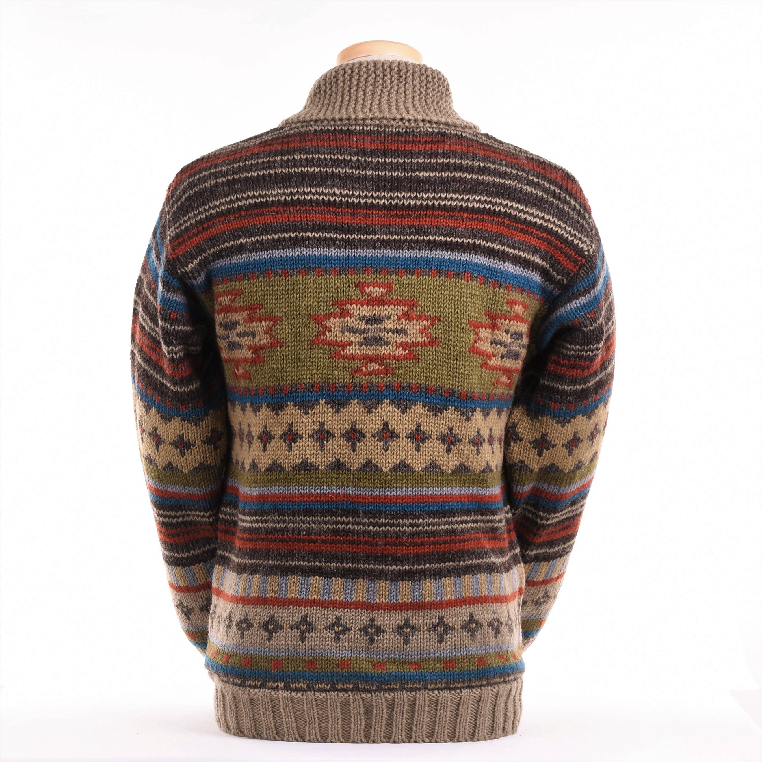 Lost Horizons Knitwear – Ships from USA - Vente Pull en maille – homme - Pull en laine Mateo – Cardigan zippé à motifs du sud-ouest2