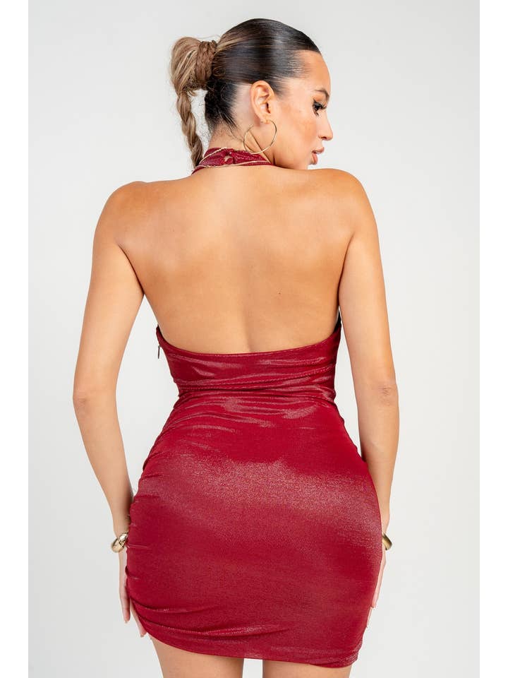 PRIVY - Wholesale Dress - Women's - Cowl Halter Neck Asymmetrical Hem Mini Dress12