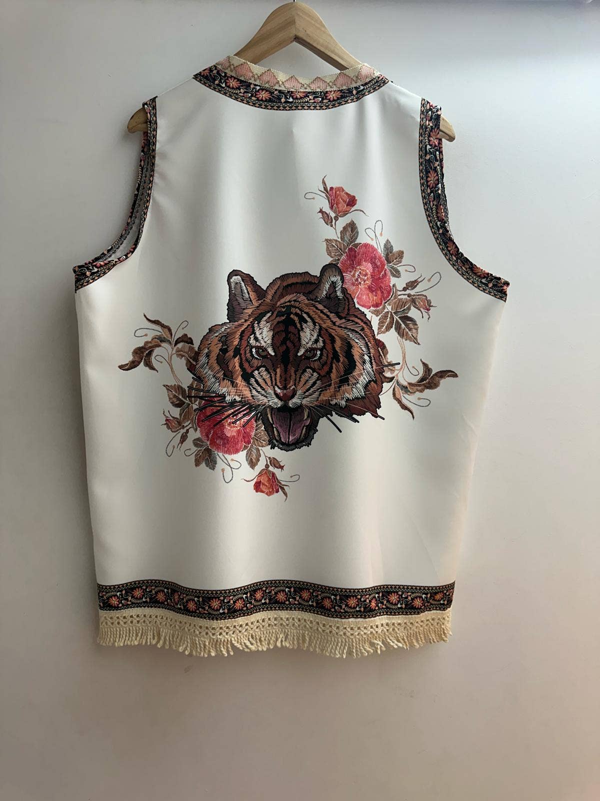 LORIANE – Großhandel Oberbekleidungsweste – Damen – Bedruckte Weste mit Bordüre, Einheitsgröße3