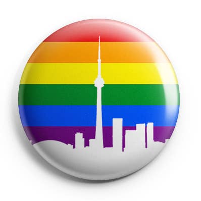 Toronto LGBT Pride Rainbow Pinback Knap/-emblem for engroshandel hos Prickly Cactus Collage