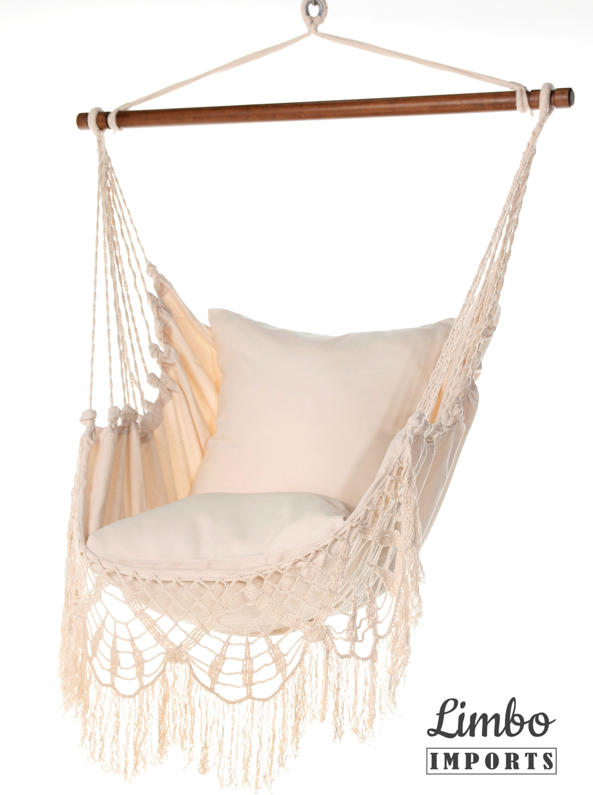 Limbo Imports Hammocks - Wholesale Tree Hammock - Luxury Boho Crochet Hanging Chair+ 2 Pillow Cover Set1