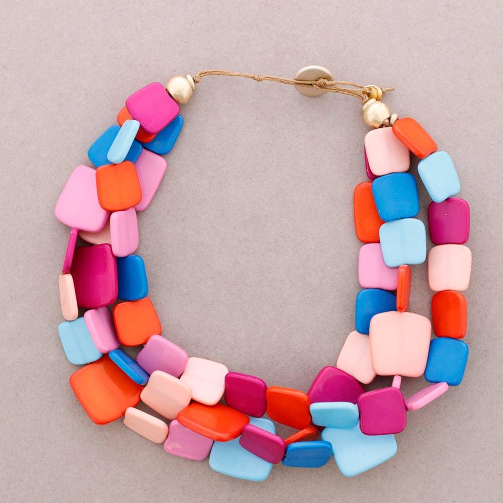 Sonata - Wholesale Beaded/Pearl Necklace - 3-ROUND NECKLACE WITH RESIN BEADS6