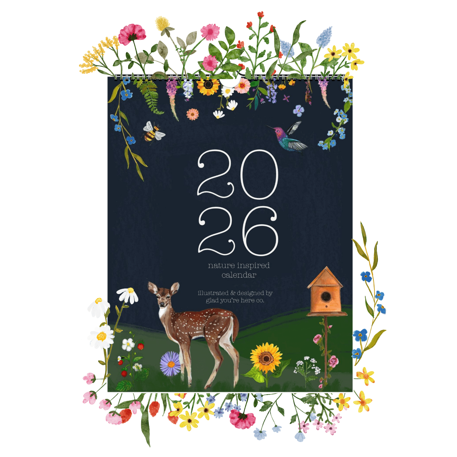 glad you're here co - Wholesale Calendar - 2026 Nature-Inspired Wall Calendar – Botanical & Floral Artwork | 12-Month Hanging Calendar with Hand-Painted Illustrations (Pre-Order Ships Sept. 15)9