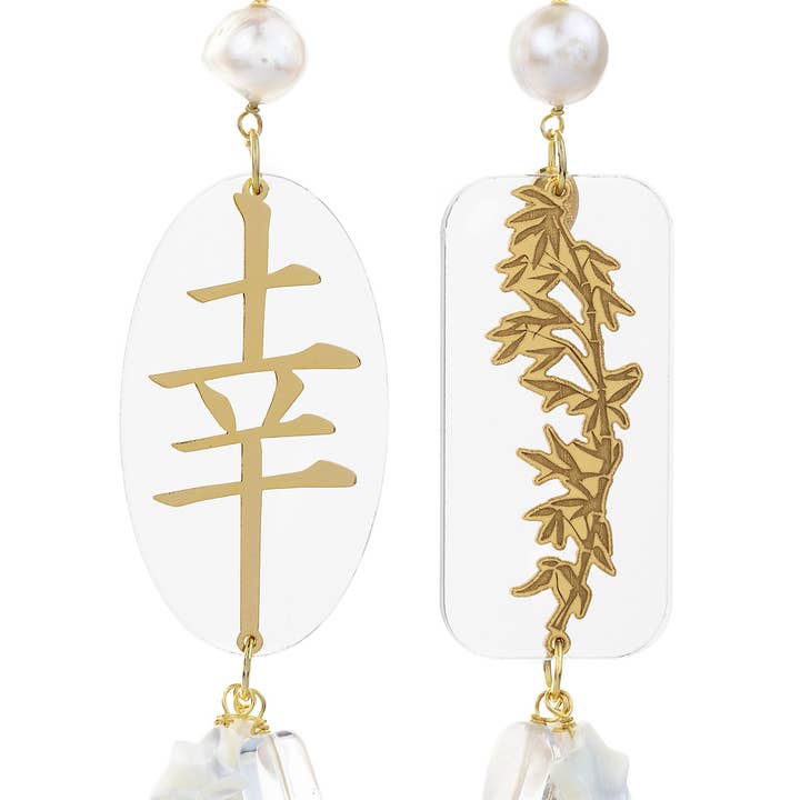 Lebole Maison - Wholesale Dangle Earrings - Fortuna Transparent Plexi Pearl Earrings