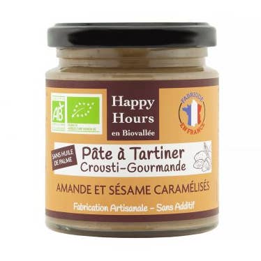 Organic Almond Sesame Honey Spread - 240g jar for wholesale by Happy Hours en Biovallée