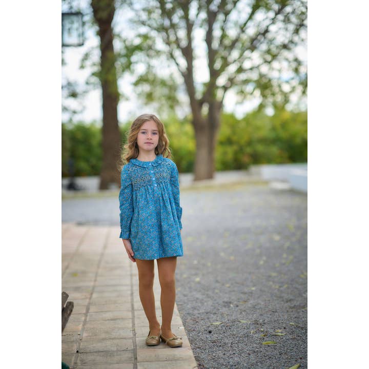 La ormiga – wholesale Klänning – Barn – Liten Flicka Klänning Blå Kashmir3