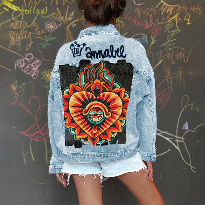 Fun Dark Collection Women's Casual Denim Jacket for wholesale by Tourtiwi