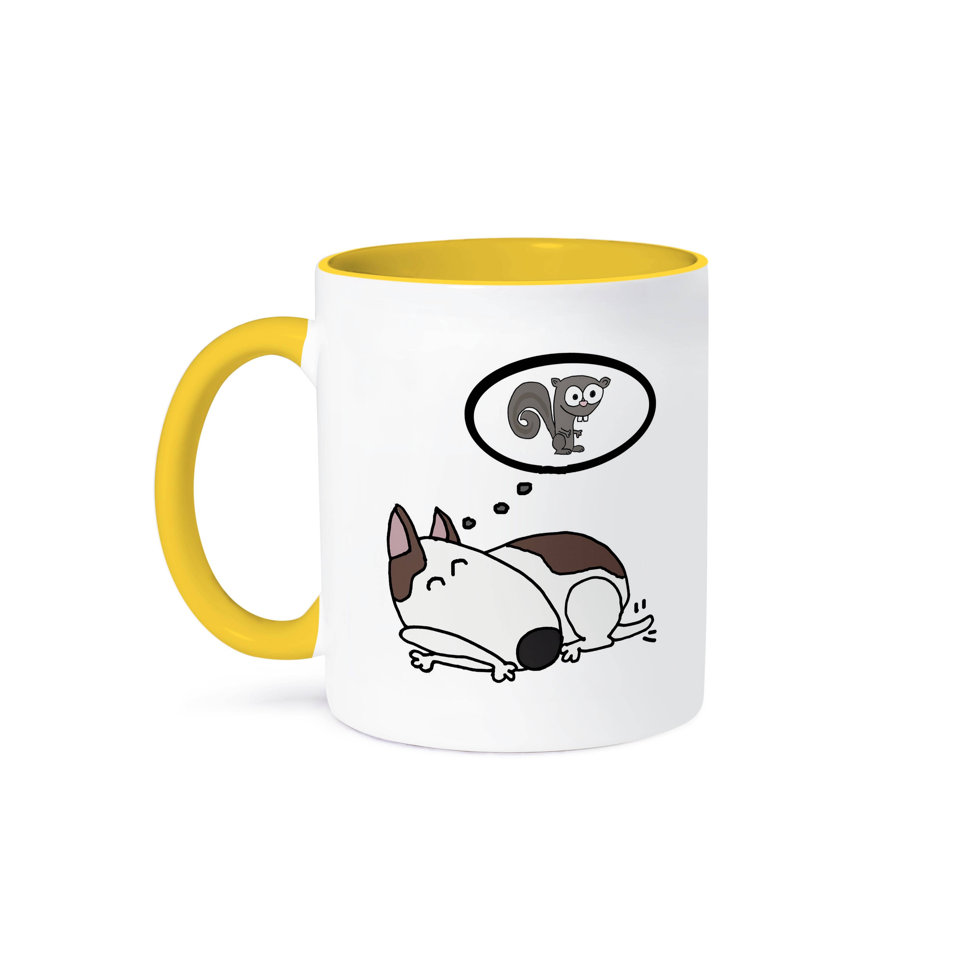 3dRose - Wholesale Coffee Mug - 3dRose, Funny Cute Bull Terrier Dog Dreaming of Chasing Squirrels, Mug0
