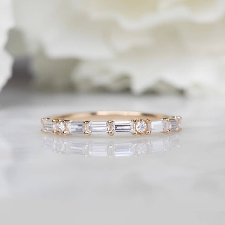 La Kaiser - Wholesale Multi-Stone Ring - 14kt Gold Moissanite “Mama” Ring in Morse Code