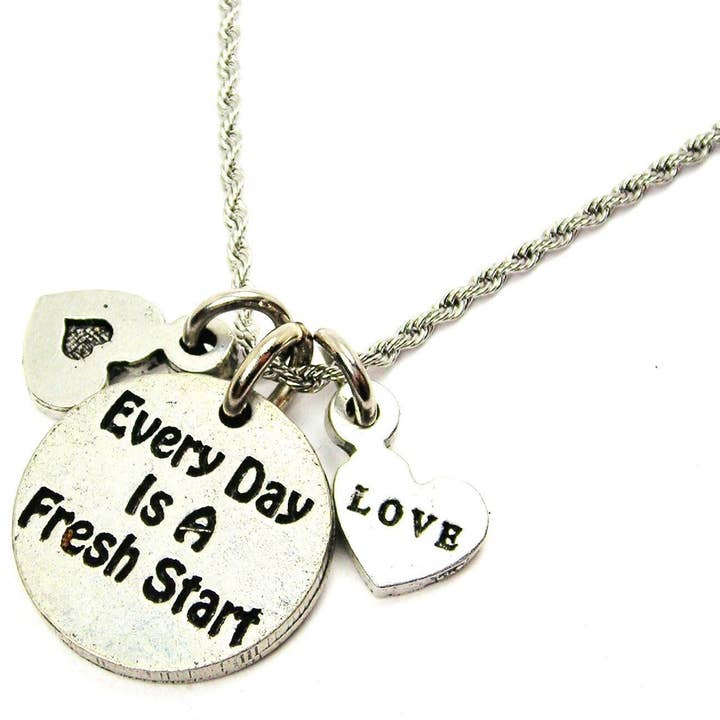 Every Day Is a Fresh Start Stainless Steel Chain Necklace for wholesale by Chubby Chico Charms