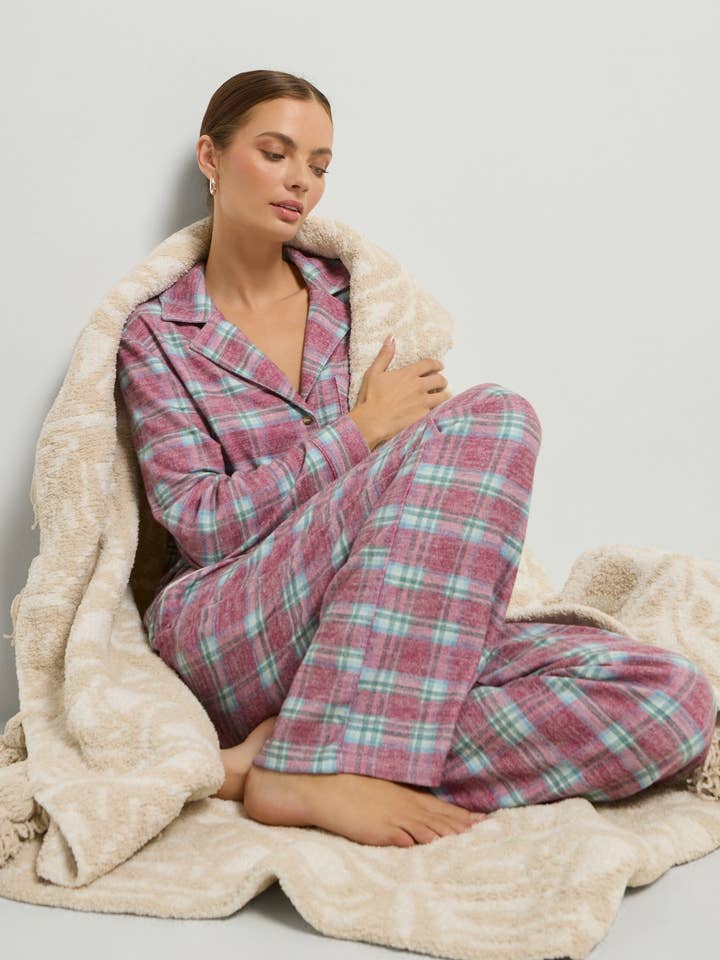 Fireside Tartan Cherry Plaid Cat Nap Pant for wholesale on Faire5