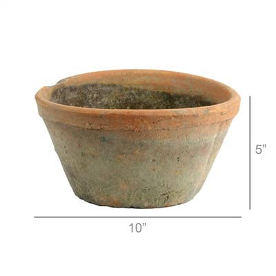 HomArt - Wholesale Plant Pot - Rustic Terra Cotta Oval Pot - Lrg - Antique Red