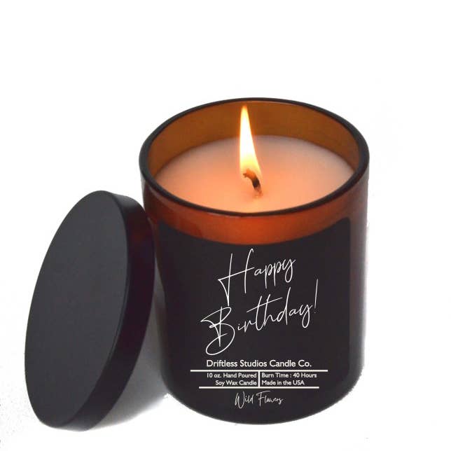 Driftless Studios - Wholesale Jar/Filled Candle - Happy Birthday Candle - Soy Wax Candles - Birthday Candles