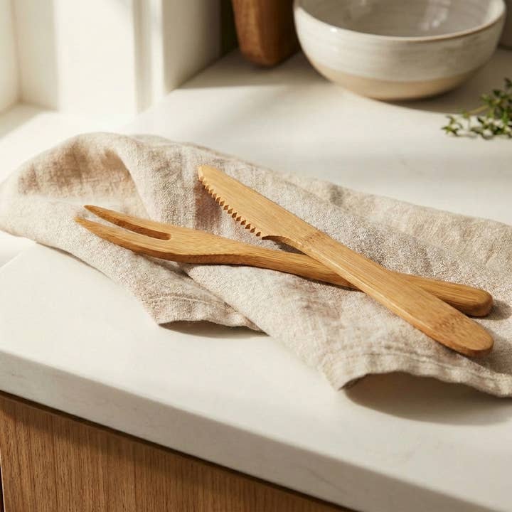 Bamboo Charcuterie Utensils | Fork and Knife for wholesale by Bamboo Switch