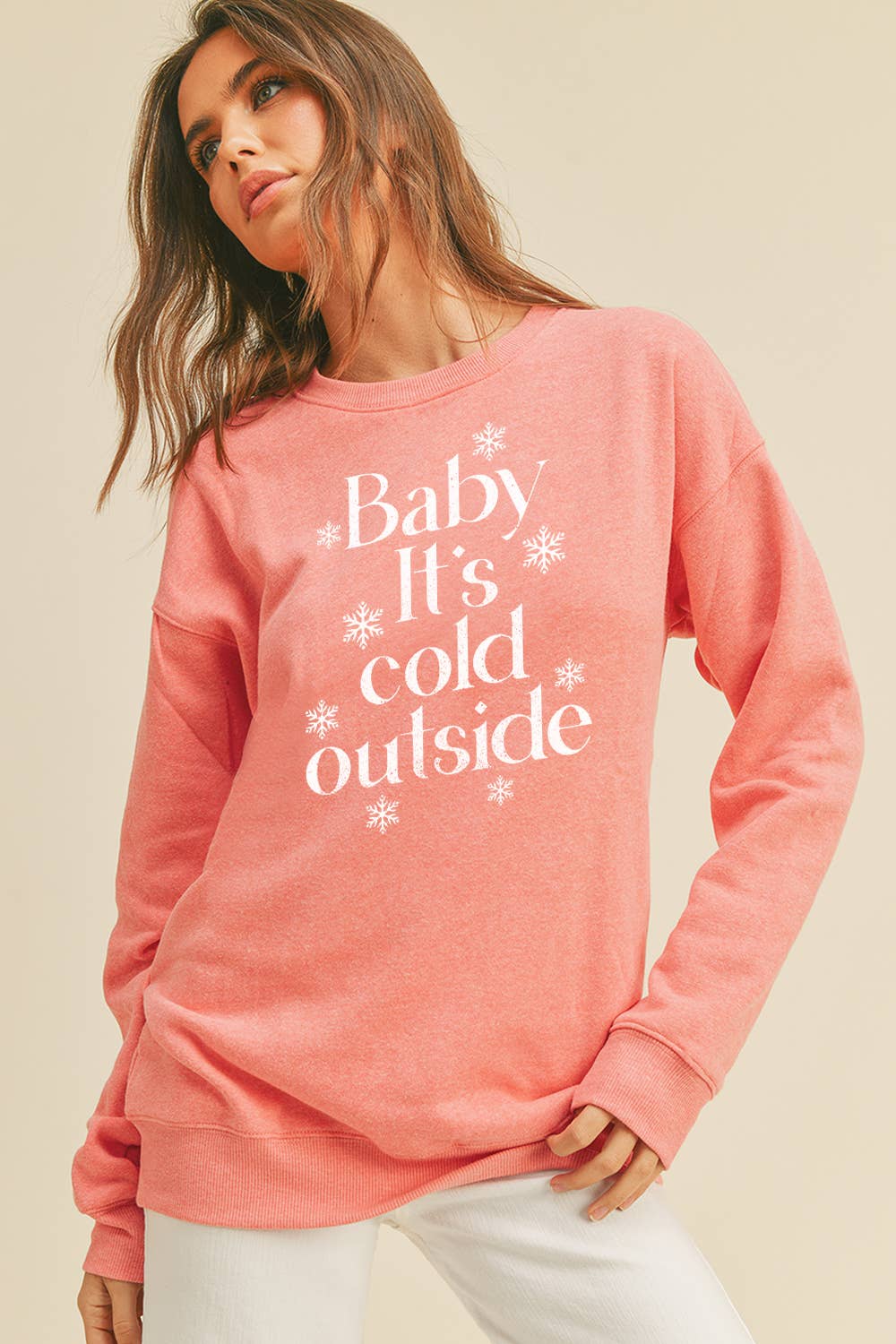 Honestee - Wholesale Sweatshirt - Women's - Baby It's Cold Outside Long Sleeve Sweatshirt7