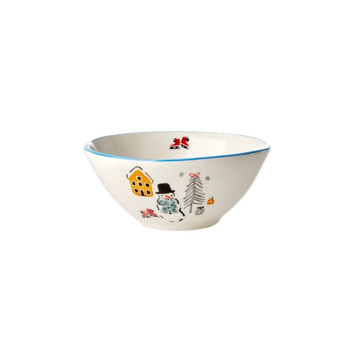 Ceramic Bowl with Snowman Print for wholesale by RicebyRice