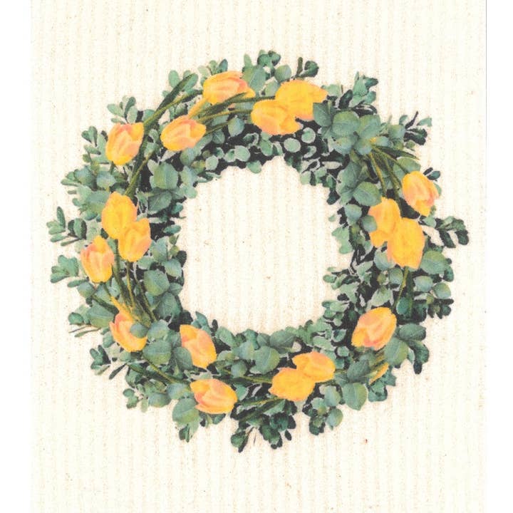 Geschirrtuchkranz aus Tulpen, gelb für den Großhandel von More Joy Home