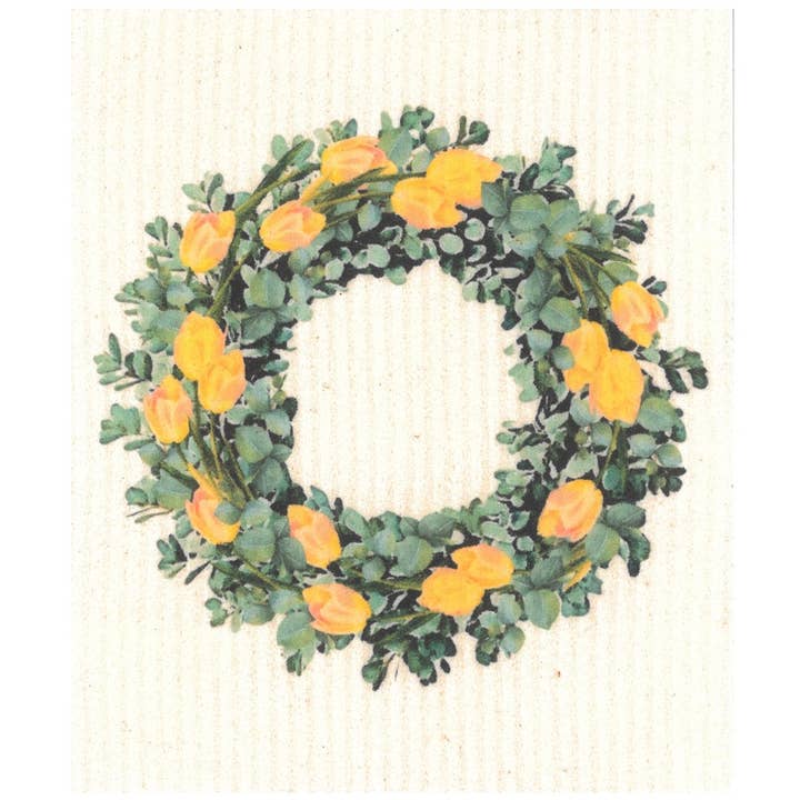 Dishcloth Wreath of Tulips, yellow for wholesale by More Joy Home