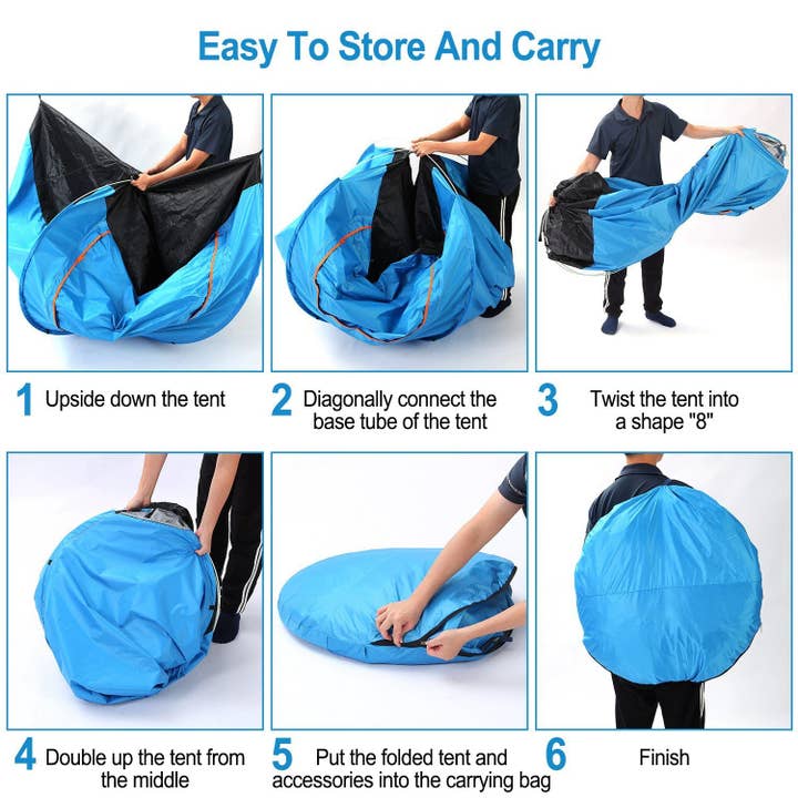 Hard Rock Health Stores - Wholesale Tent - 4 Persons Camping Waterproof Tent Pop Up Tent Instant Setup Tent w/2 Mosquito Net Doors Carrying Bag Folding 4 Seasons14