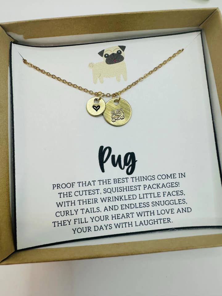 Pug Necklace - Perfect Gift for Dog Moms, Pug Gifts for Her for wholesale by Little Happies Co