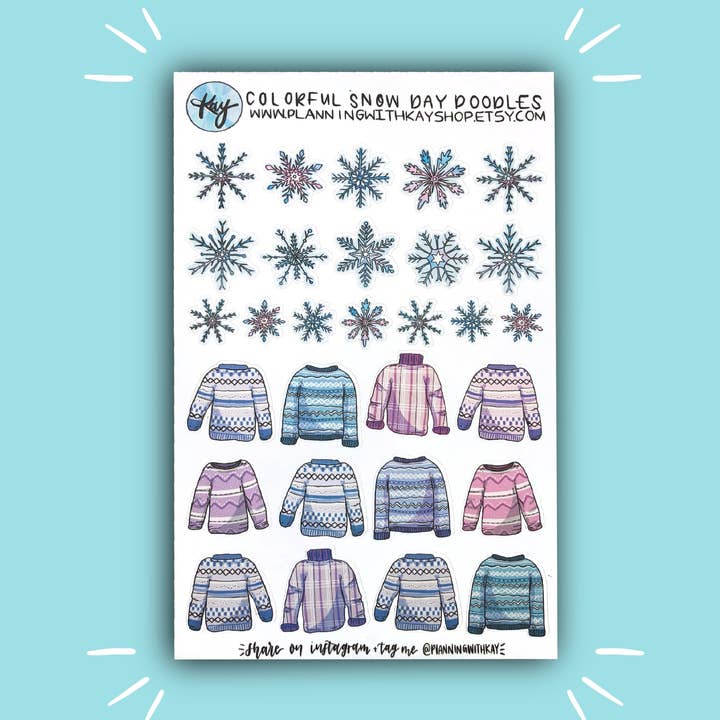 Rabiscos coloridos de um dia de neve por atacado de Planning With Kay