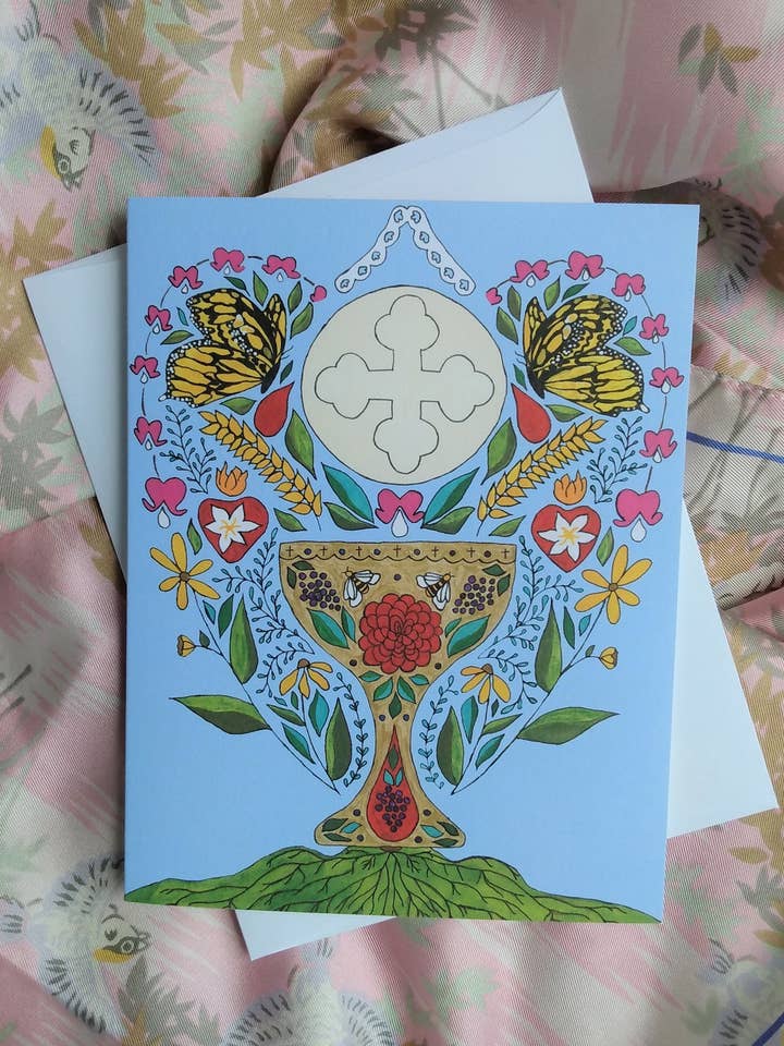 "Butterfly Chalice" Greeting Card for wholesale by Babushka Paperie