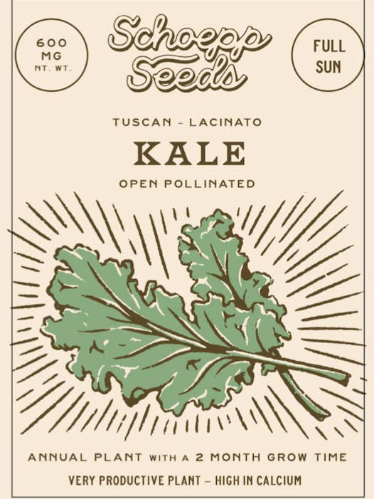 Kale, Lacinato Seed Packets for wholesale by Schoepp Seeds